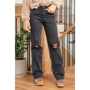 🔴 3/$30 Judy Blue 24×27.5 Rigid Magic 90's Knee Black Destroy Jean 0/24